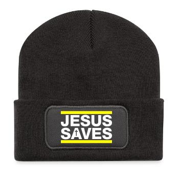 Jesus saves Christian saying - Recycled Patch Beanie - dark grey - Front