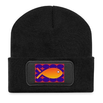 FISH. SARDINE. APRIL FOOL. SEA. OCEAN - Recycled Patch Beanie - black - Front