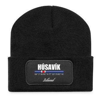 Húsavík  - Recycelte Patch Beanie - Schwarz - Vorne
