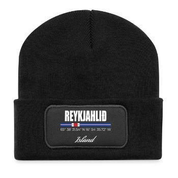 Reykjahlið - Beanie recyclé à patch - noir - Devant