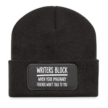 Writers Block Funny Imaginary Friends Author Write - Recycled Patch Beanie - dark grey - Front