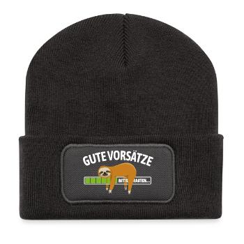 Sloth | Anti Good Resolutions, Chilling - Recycled Patch Beanie - dark grey - Front