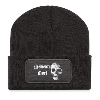 Crâne de Memento Mori – Contraste blanc - Beanie recyclé à patch - charbon - Devant