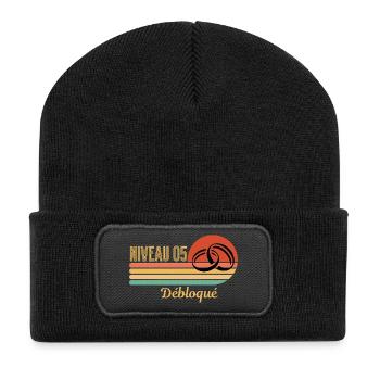 Level 05 Unlocked Retro Graphic Design - Recycled Patch Beanie - black - Front