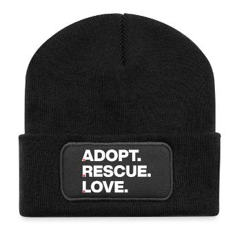 PAWS LOVE, ADOPT RESCUE LOVE! 🐾 ANIMAL ADOPTION - Recycled Patch Beanie - black - Front