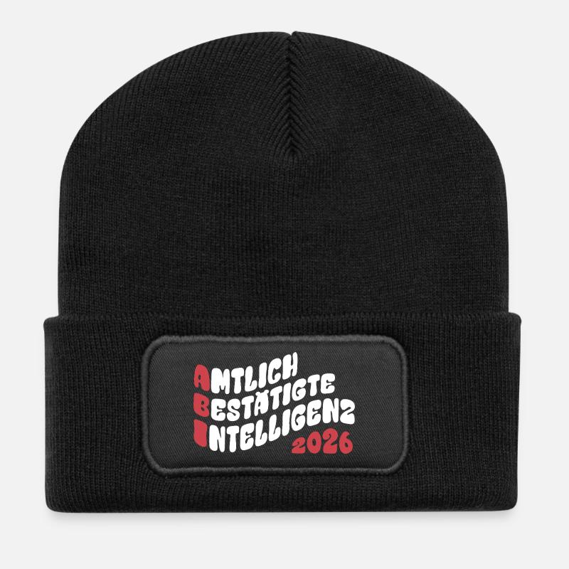 Abi 2026 - Abitur - Retro Flow Style Geschenk - Recycelte Patch Beanie - Schwarz