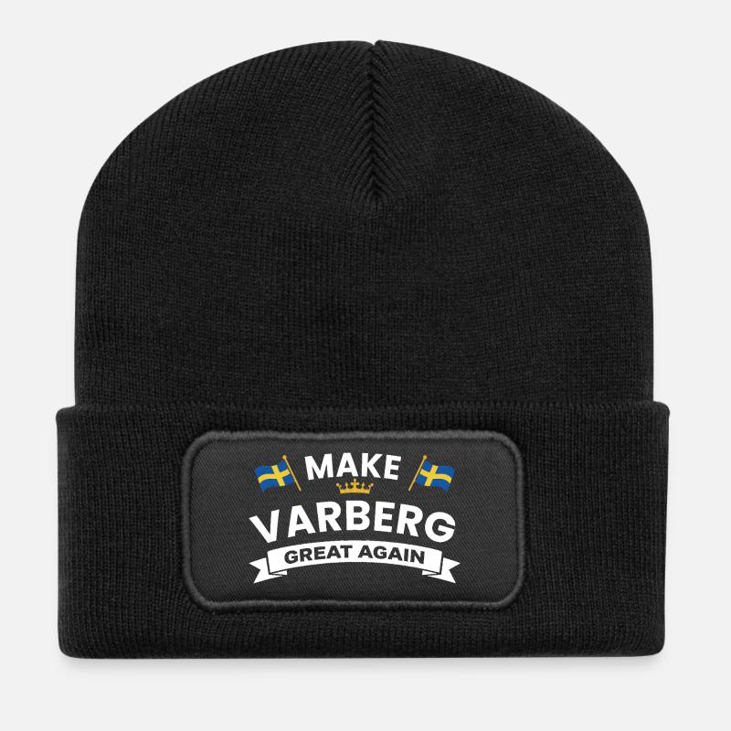 Varberg Pride Banner-Emblem - Recycelte Patch Beanie - Schwarz