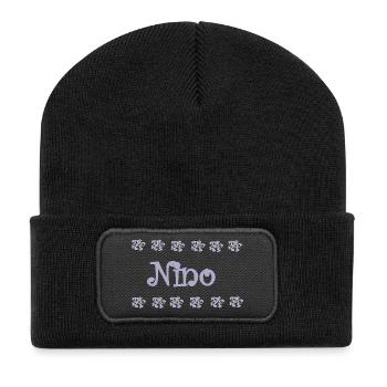Nino Lavendel und Spitze - Recycelte Patch Beanie - Schwarz - Vorne