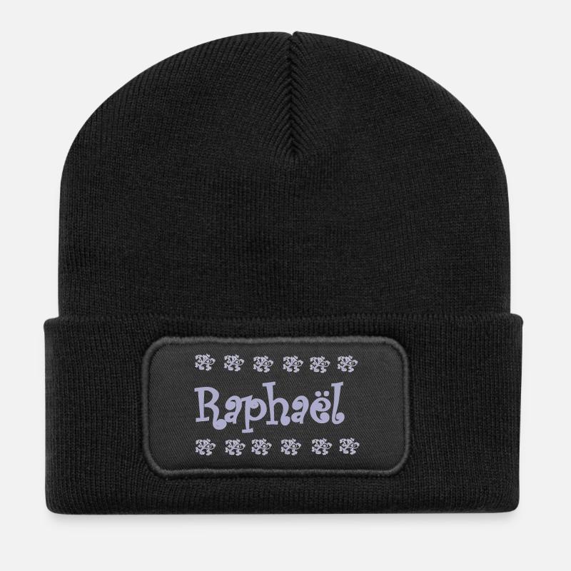 Raphael Floral Script - Recycled Patch Beanie - black