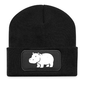 Silhouette Hippopotame Blanche - Beanie recyclé à patch - noir - Devant