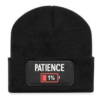 Geduld 1% Niedriger Akku Lustiger Sarkasmus - Recycelte Patch Beanie - Schwarz - Vorne