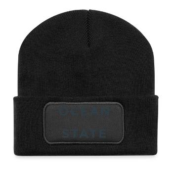 OCEAN STATE - Recycelte Patch Beanie - Schwarz - Vorne