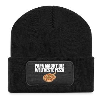 Le père pâtissier de pizza prépare la meilleure pizza du monde - Beanie recyclé à patch - noir - Devant