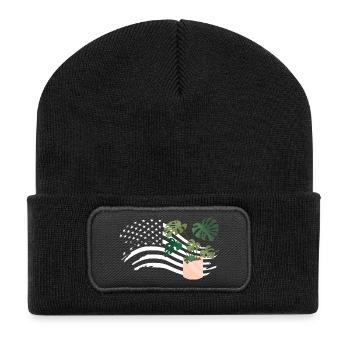 American Flag Plant Lover Plants - Recycled Patch Beanie - black - Front