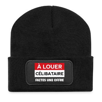 Humour célibataire - Beanie recyclé à patch - noir - Devant