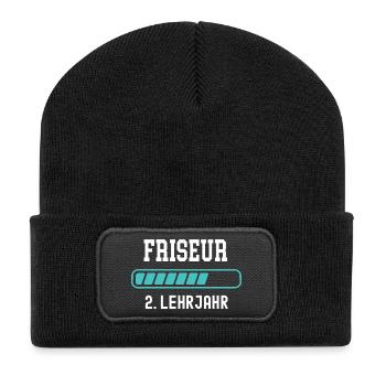 Friseur Ausbildung 2 Lehrjahr 2. Ausbildungsjahr - Recycelte Patch Beanie - Schwarz - Vorne