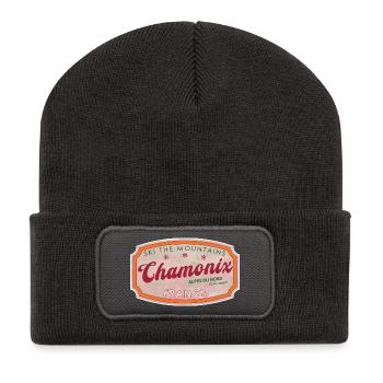 Chamonix Mountain Ski Vintage Label - Recycled Patch Beanie - dark grey - Front