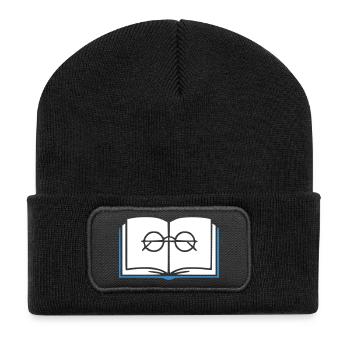 Book and Glasses Outline - Recycled Patch Beanie - black - Front