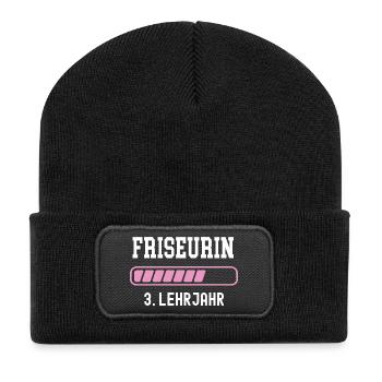 Apprentissage de coiffeur de coiffeur de 3 ans Apprentissage de coiffeur - Beanie recyclé à patch - noir - Devant