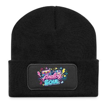 Analog Soul Neon Retro - Recycelte Patch Beanie - Schwarz - Vorne