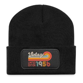 1956 Birthday Born 1956 70 years 70th birthday - Recycled Patch Beanie - black - Front