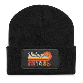 Geburtstag 1986 Geboren 1986, 40 Jahre alt - Recycelte Patch Beanie - Schwarz - Vorne