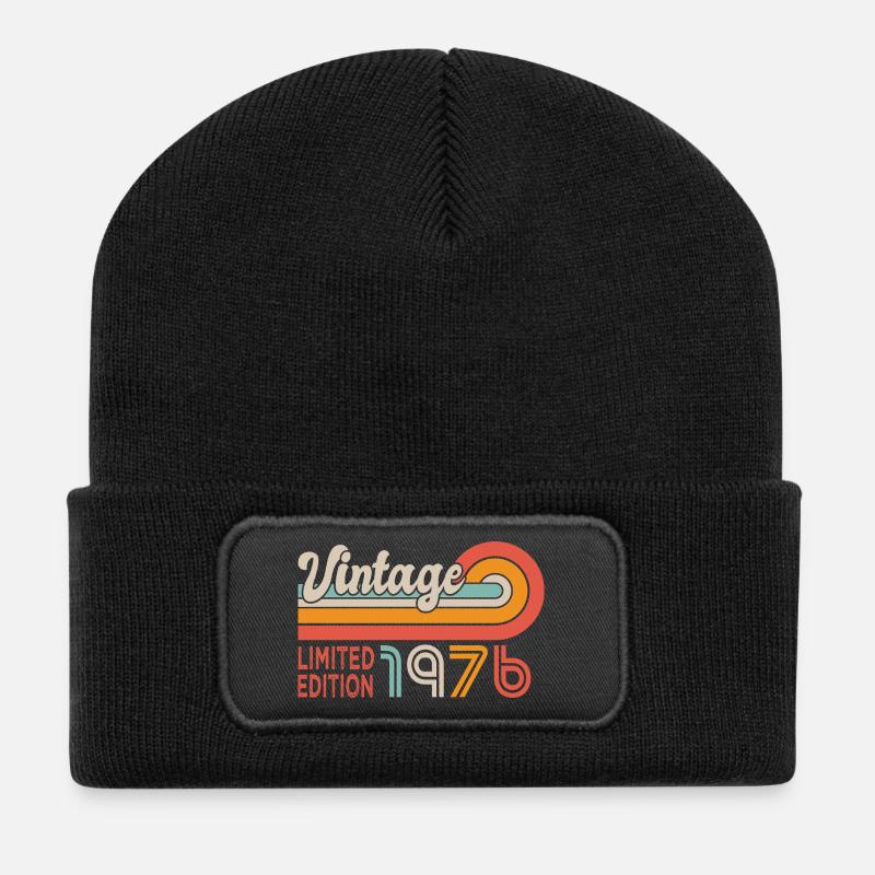 1976 anniversaire 1976 50 ans - Beanie recyclé à patch - noir