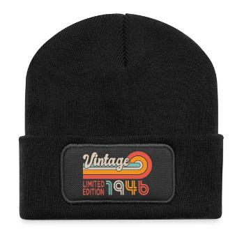 Geburtstag 1946 Geboren im Alter von 80 Jahren 1946_anniversire - Recycelte Patch Beanie - Schwarz - Vorne