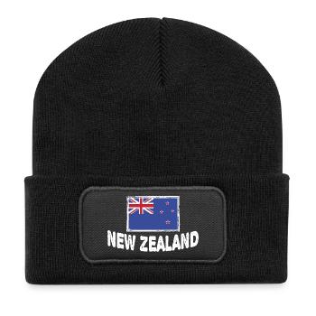 Drapeau néo-zélandais de la Nouvelle-Zélande - Beanie recyclé à patch - noir - Devant