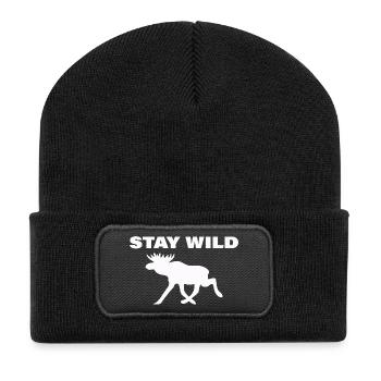 Restez sauvage - Beanie recyclé à patch - noir - Devant