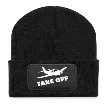 TAKE OFF - Recycelte Patch Beanie - Schwarz - Vorne