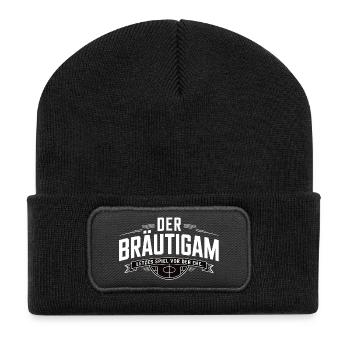 Groom Last game before marriage Bachelor party - Recycled Patch Beanie - black - Front