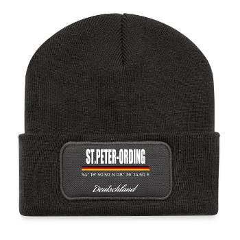 St. Peter-Ording - Recycelte Patch Beanie - Dunkelgrau - Vorne