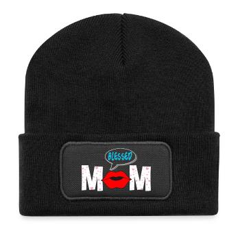 T-shirt esthétique Proud Mom Lips - Beanie recyclé à patch - noir - Devant