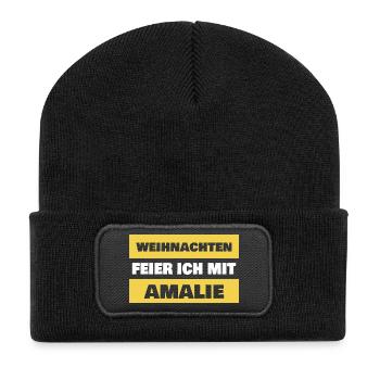 Geschenk für Amalie - Recycelte Patch Beanie - Schwarz - Vorne