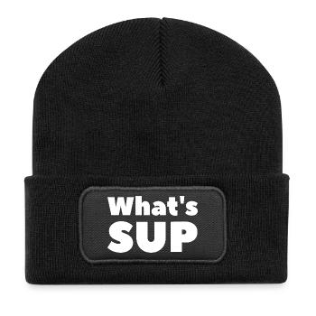 What's SUP Stand Up Paddling Wortwitz - Recycelte Patch Beanie - Schwarz - Vorne
