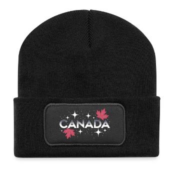 Canada T-Shirt Ahornblatt - Kanada Reise Shirt - Recycelte Patch Beanie - Schwarz - Vorne