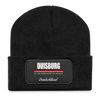Duisburg - Recycelte Patch Beanie - Schwarz - Vorne