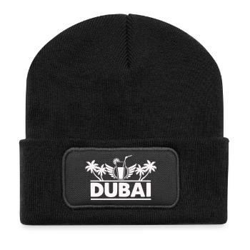 Dubai Palmen Getränk Logo - Recycelte Patch Beanie - Schwarz - Vorne