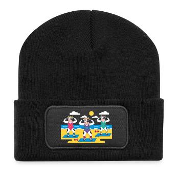 Plage de Yoga des Vaches - Beanie recyclé à patch - noir - Devant