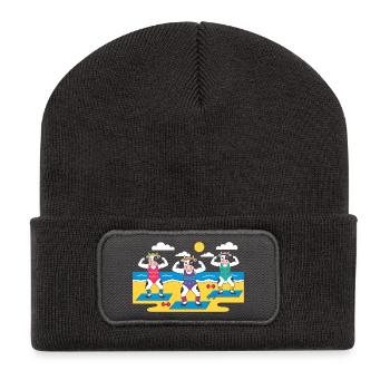 Plage de Yoga des Vaches - Beanie recyclé à patch - charbon - Devant