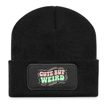 Cute but Weird - Retro 70s Aesthetic Design - Recycelte Patch Beanie - Schwarz - Vorne