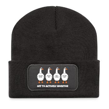 Four funny ducks in single file - Recycled Patch Beanie - dark grey - Front
