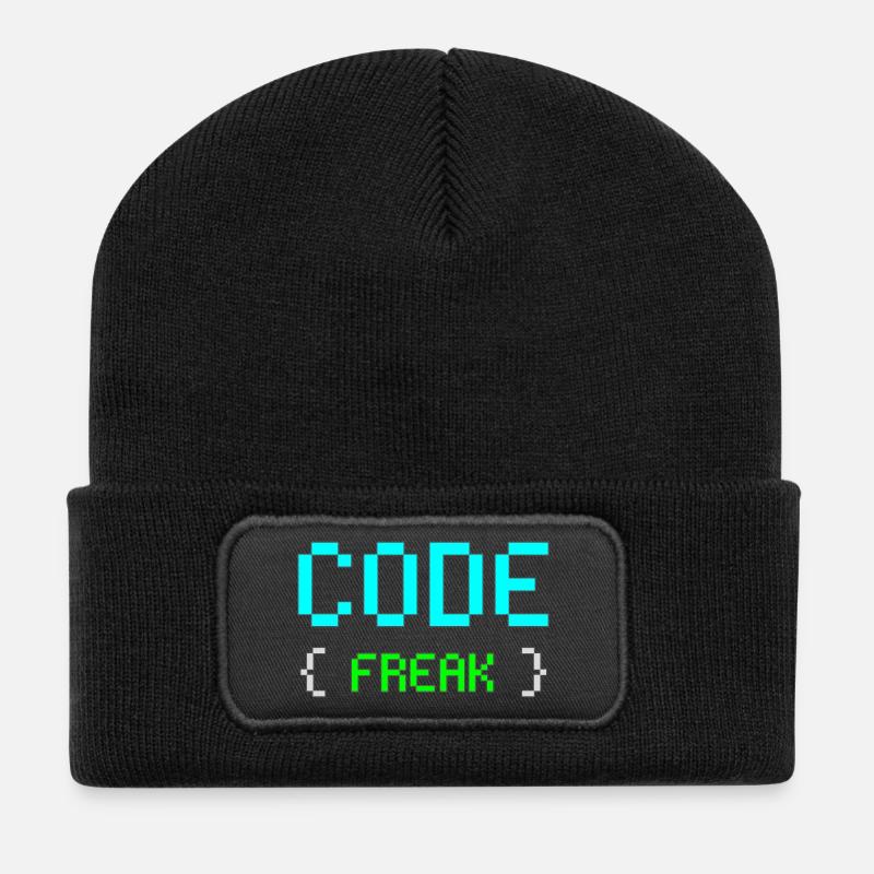 Pixel Code Freak Neon Tee - Recycled Patch Beanie - black