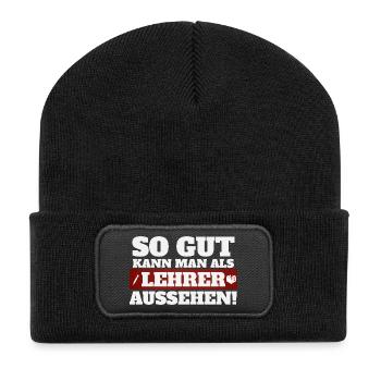 So gut kann man als Lehrer aussehen - Recycelte Patch Beanie - Schwarz - Vorne