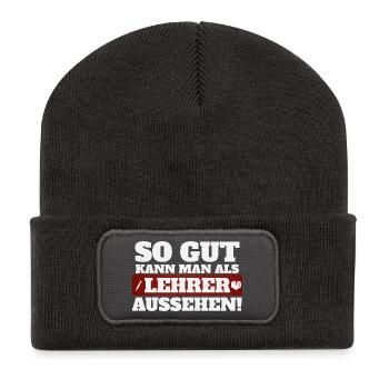So gut kann man als Lehrer aussehen - Recycelte Patch Beanie - Dunkelgrau - Vorne