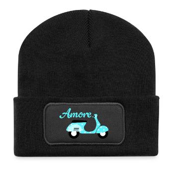 Roller Amore Italien Vintage Retro Dots Punkte Fan - Recycelte Patch Beanie - Schwarz - Vorne