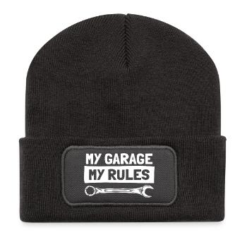 My garage my rules Car lover car guy mechanic - Recycelte Patch Beanie - Dunkelgrau - Vorne