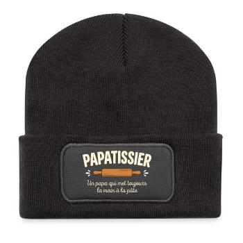 Dad Pastry Chef Baker Humor Papâtissier - Recycled Patch Beanie - dark grey - Front