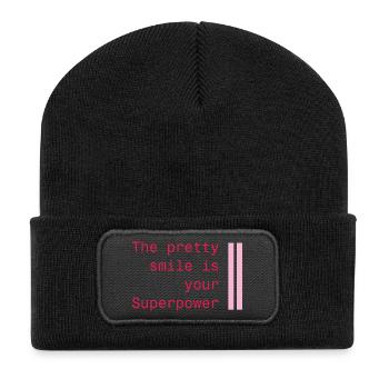 Smiling as a superpower - Recycled Patch Beanie - black - Front